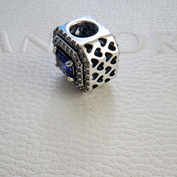 Pandora Blue Sparkling Levelled Rectangular Charm - Picture 6 of 12